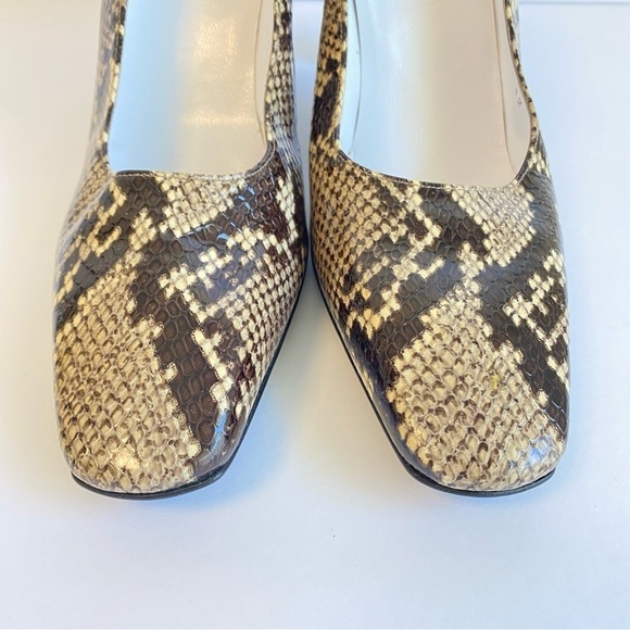 Charles Jourdan Paris Snakeskin Pumps Vintage Reptile Print Leather Heels 8.5 - Picture 4 of 11